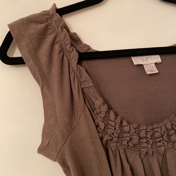 Ann Taylor LOFT Light Brown Ruched Dress - Picture 5 of 8